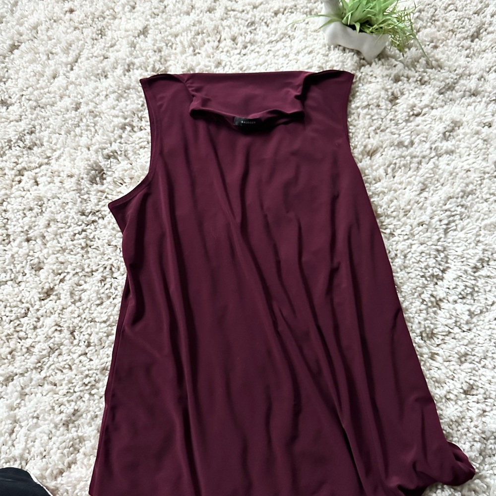 Halogen silky maroon fall turtleneck short red evening cocktail party dr… - Picture 3 of 5